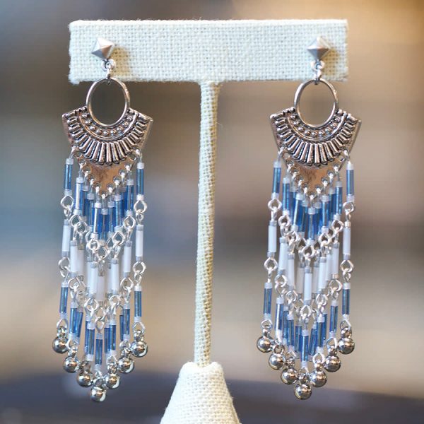 Jewelry Kit, Holiday Fringe Earring Set, Blue and White - Limited Edition For Sale - Image 3