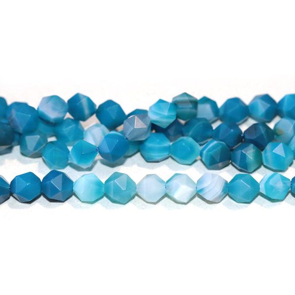 Dakota Stones 10mm Matte Blue Sardonyx Star Cut Round Bead Strand Sale