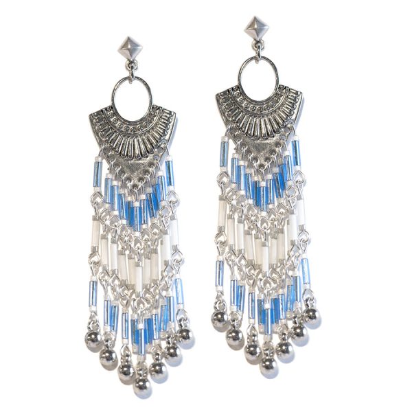 Jewelry Kit, Holiday Fringe Earring Set, Blue and White - Limited Edition For Sale
