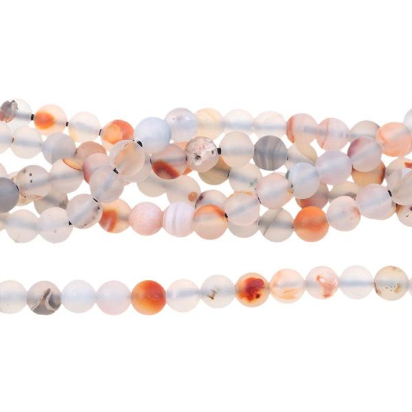 MATTE Madagascar Dendritic Orange Agate 6mm Round 15-16 Inch Discount - Image 2
