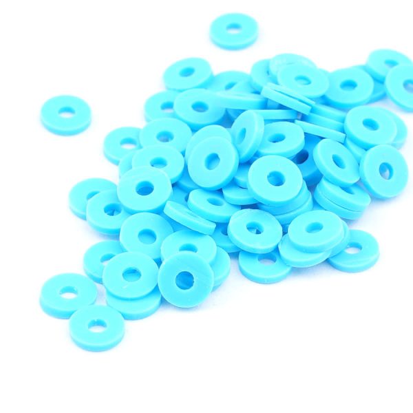 6mm Vinyl Vulcanite Heishi Beads - Blue Online - Image 2