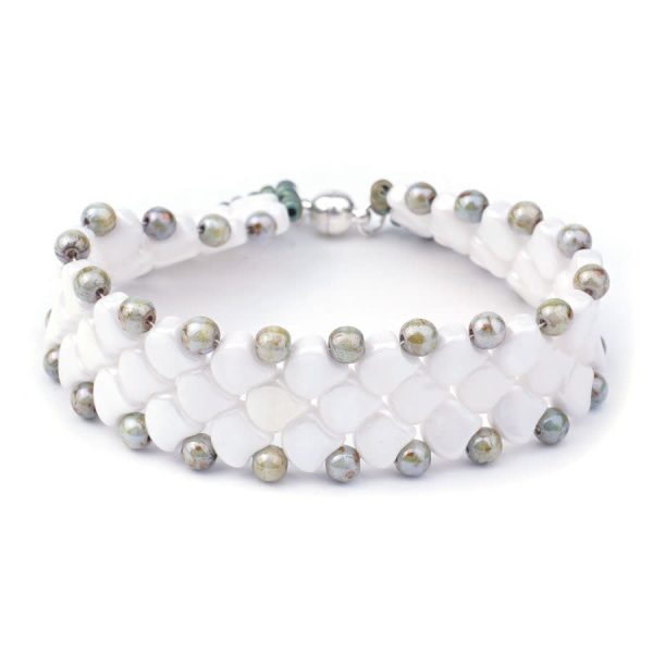 Ginko Two-Hole Scale Bracelet Kit - Snow White Dragon Scale - Limited Edition Online Sale