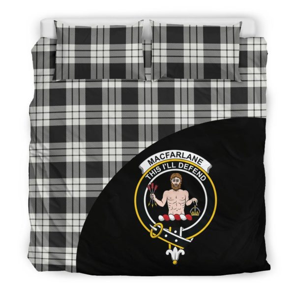 MacFarlane Black & White Ancient Family Tartan Crest Wave Style Bedding Set Cheap