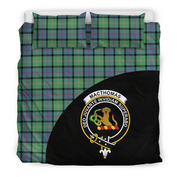 MacThomas Ancient Family Tartan Crest Wave Style Bedding Set For Sale